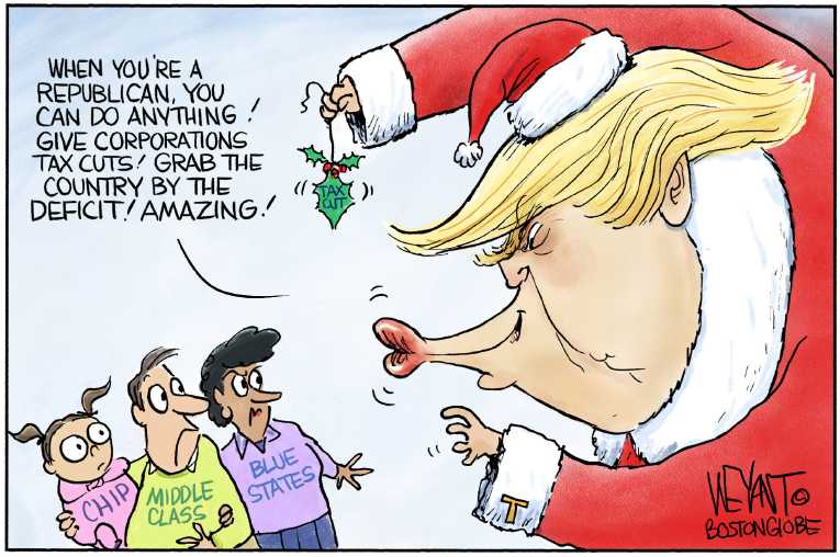 Political/Editorial Cartoon by Christopher Weyant, The Hill, Washington, DC on Christmas Celebrated
