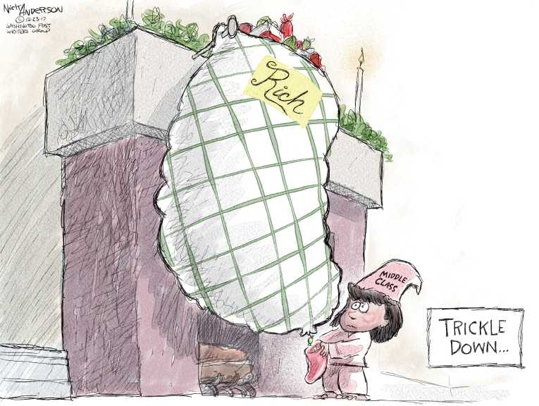 Political/Editorial Cartoon by Nick Anderson, Houston Chronicle on Christmas Celebrated