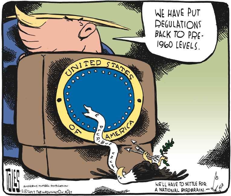 Political/Editorial Cartoon by Tom Toles, Washington Post on Trump Returns From Golf Vacation