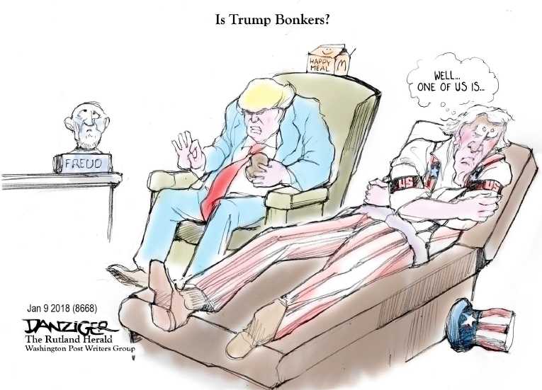 Political/Editorial Cartoon by Jeff Danziger on “Fire and Fury” Enrages Trump