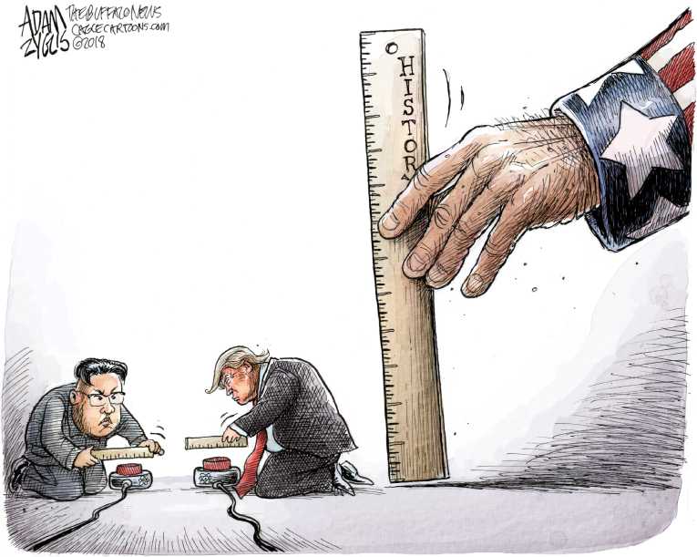 Political/Editorial Cartoon by Adam Zyglis, The Buffalo News on Trump Boasts of Bigger Button