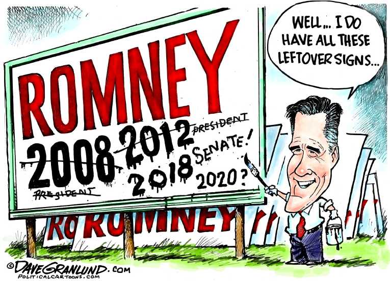 Political/Editorial Cartoon by Dave Granlund on Romney Considering Senate Run