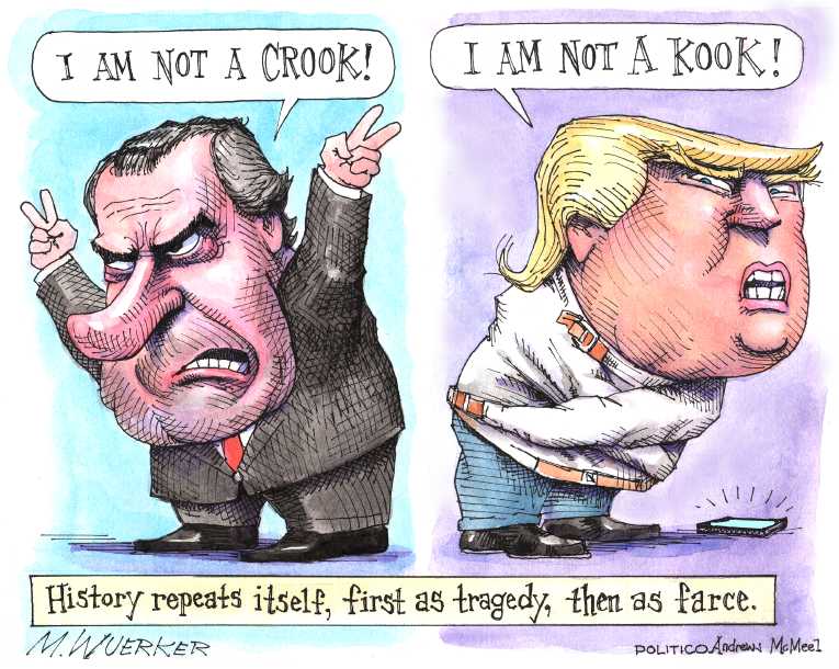 Political/Editorial Cartoon by Matt Wuerker, Politico on President Stumbles Over Anthem