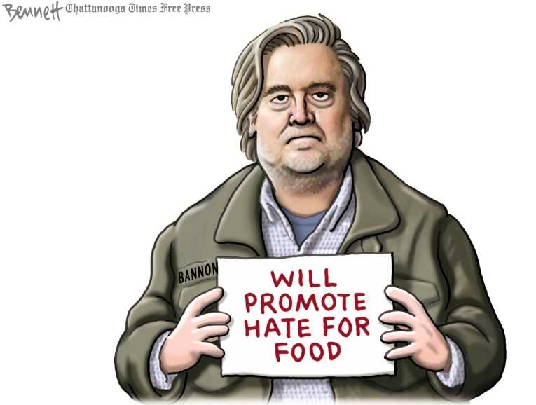 Political/Editorial Cartoon by Clay Bennett, Chattanooga Times Free Press on Bannon Unemployed