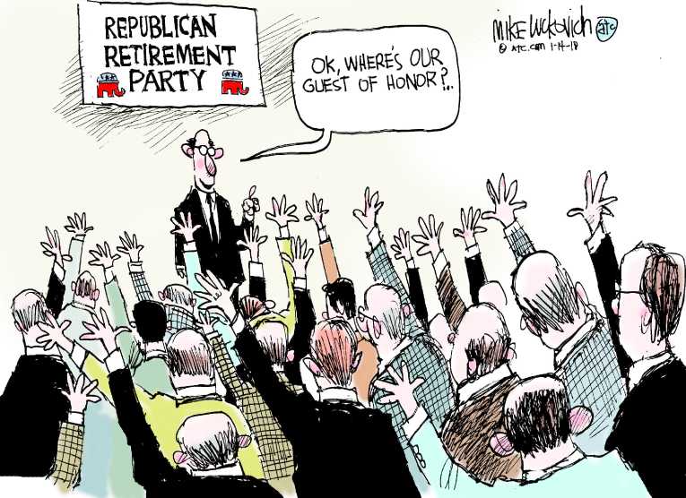 Political/Editorial Cartoon by Mike Luckovich, Atlanta Journal-Constitution on GOP/Trump Partnership Tightens
