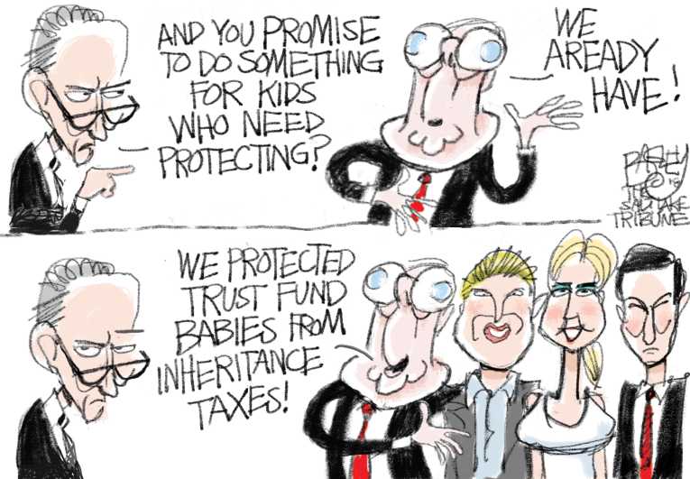 Political/Editorial Cartoon by Pat Bagley, Salt Lake Tribune on Government Shuts Down, Reopens