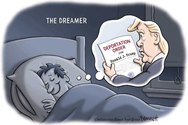Political/Editorial Cartoon by Clay Bennett, Chattanooga Times Free Press on DACA Deal Stalls