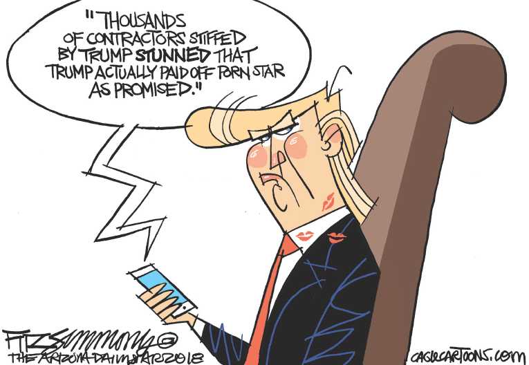 Political/Editorial Cartoon by David Fitzsimmons, Arizona Daily Star, Tucson AZ on Trump Paid $130K to Porn Star