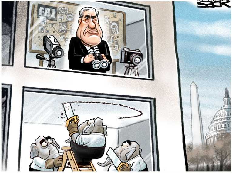 Political/Editorial Cartoon by Steve Sack, Minneapolis Star Tribune on Mueller Crosses the Line