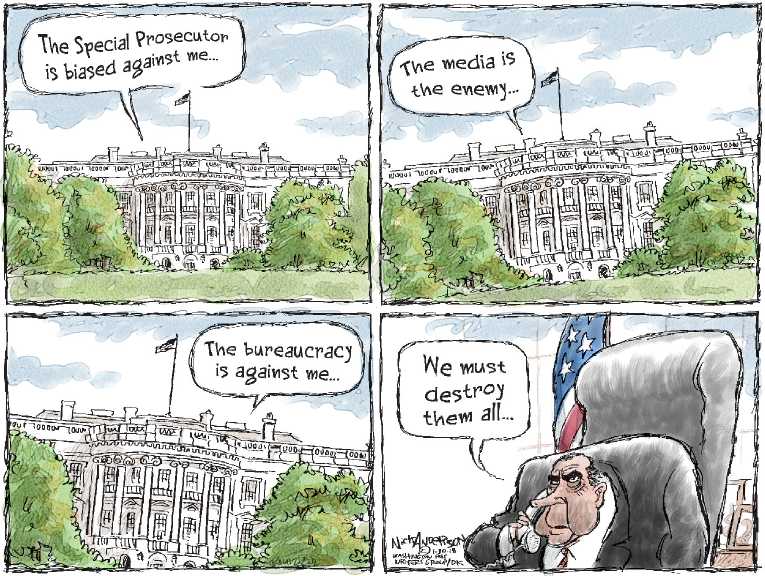 Political/Editorial Cartoon by Nick Anderson, Houston Chronicle on Mueller Crosses the Line