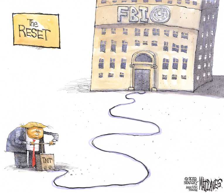 Political/Editorial Cartoon by Matt Davies, Journal News on Mueller Crosses the Line