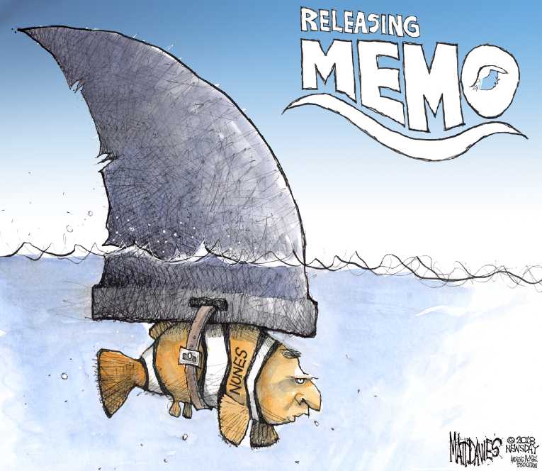 Political/Editorial Cartoon by Matt Davies, Journal News on Nunes Memo Released