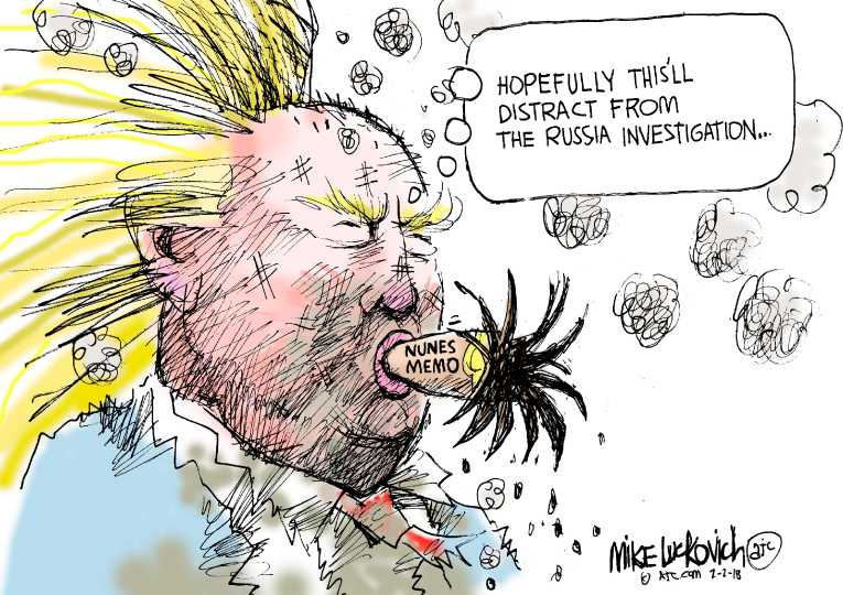 Political/Editorial Cartoon by Mike Luckovich, Atlanta Journal-Constitution on Nunes Memo Released