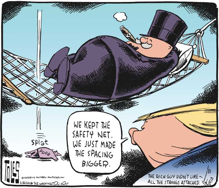 Political/Editorial Cartoon by Tom Toles, Washington Post on Entitlements Cut