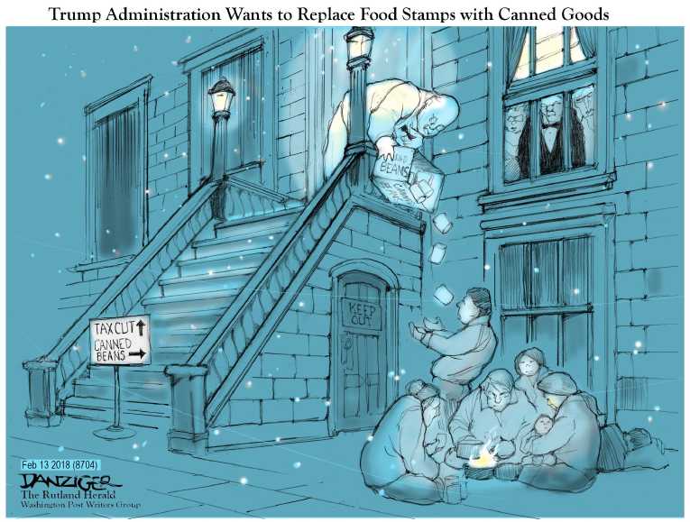 Political/Editorial Cartoon by Jeff Danziger on Entitlements Cut