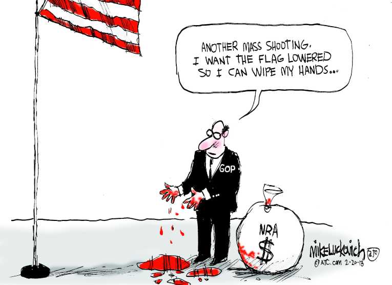 Political/Editorial Cartoon by Mike Luckovich, Atlanta Journal-Constitution on School Shooter Kills 17
