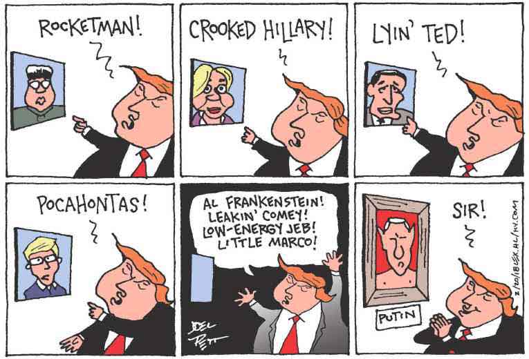 Political/Editorial Cartoon by Joel Pett, Lexington Herald-Leader, CWS/CartoonArts Intl. on Trump Denies Playmate Affair