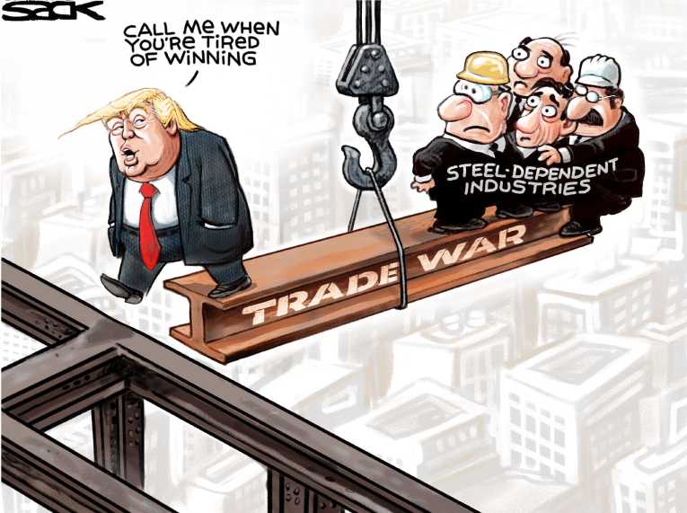 Political Cartoon on 'Tariff Threat Shocks Market' by Steve Sack