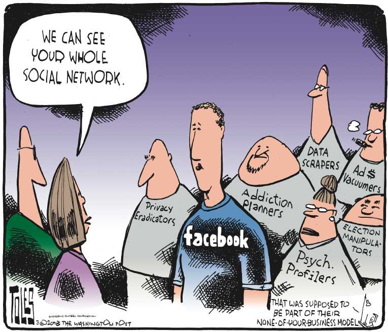 Political/Editorial Cartoon by Tom Toles, Washington Post on Facebook Suspicions Confirmed
