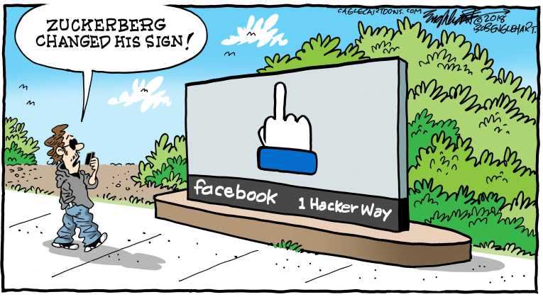 Political/Editorial Cartoon by Bob Engelhart, Hartford Courant on Facebook Suspicions Confirmed