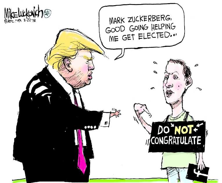 Political/Editorial Cartoon by Mike Luckovich, Atlanta Journal-Constitution on Facebook Suspicions Confirmed