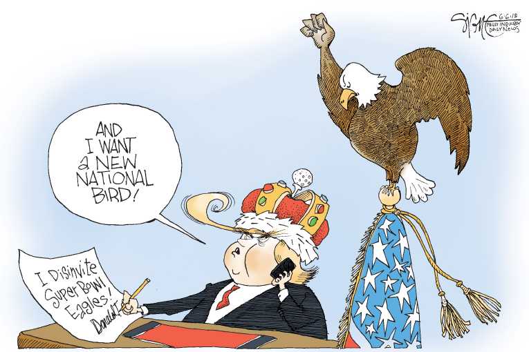 Political/Editorial Cartoon by Signe Wilkinson, Philadelphia Daily News on President Claims Broad Powers