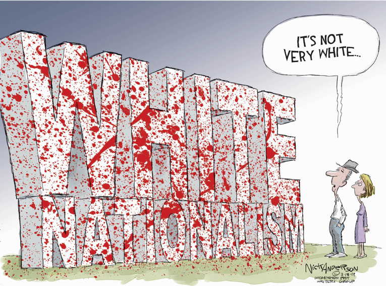 Political Cartoon on '50 Muslims Slain in New Zealand' by Nick Anderson,  Houston Chronicle at The Comic News