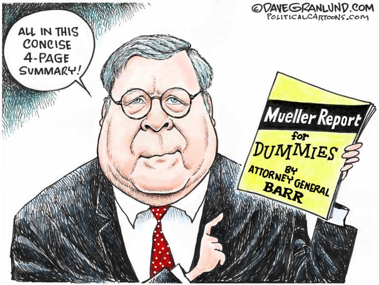 Political/Editorial Cartoon by Dave Granlund on Barr Summarizes Mueller Report