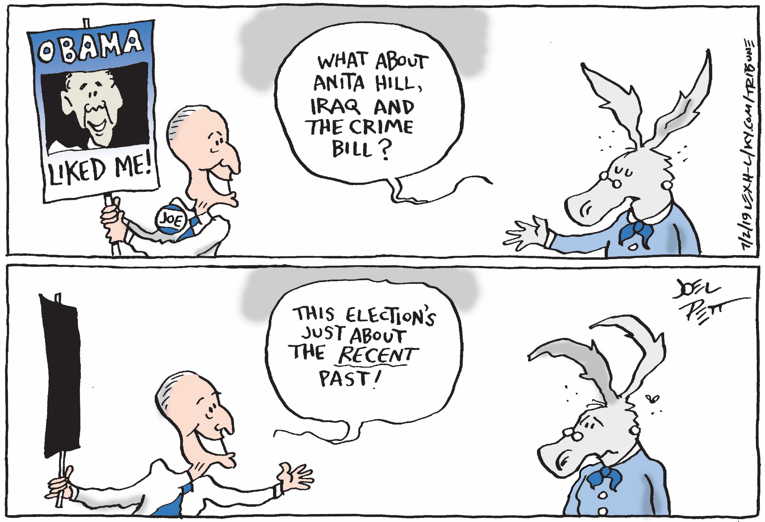 Political/Editorial Cartoon by Joel Pett, Lexington Herald-Leader, CWS/CartoonArts Intl. on Biden Outed