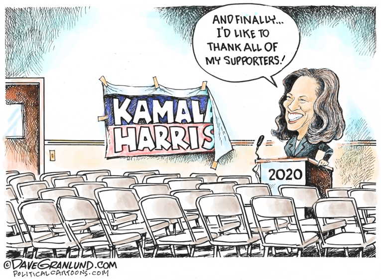 Political/Editorial Cartoon by Dave Granlund on Harris Folds, Biden Nibbles