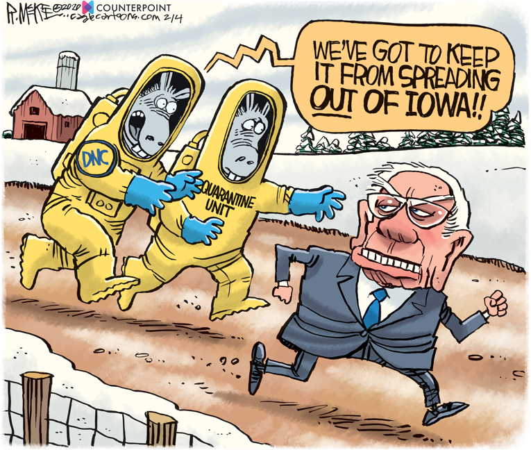 Political Cartoon On Bernie Wins Iowa By Rick Mckee The Augusta