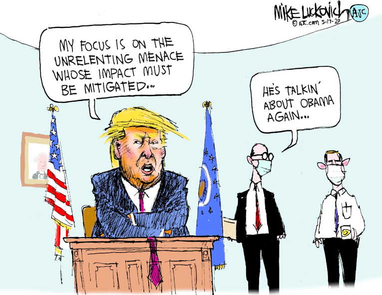 Political Cartoon on 'Former President Accused' by Mike Luckovich