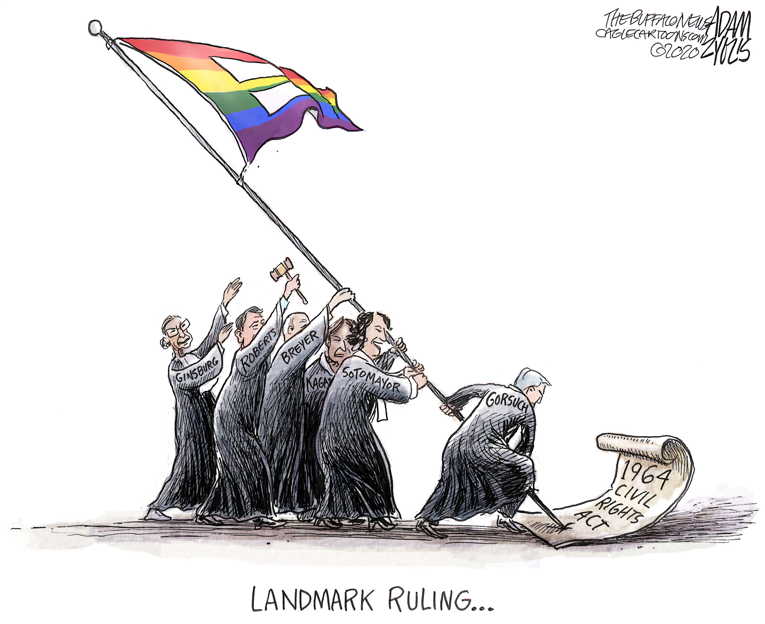 Political/Editorial Cartoon by Adam Zyglis, The Buffalo News on Supreme Court Affirms LGTBQ Rights