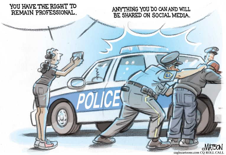 Political Cartoon On Policing Practices Under Scrutiny By Rj Matson