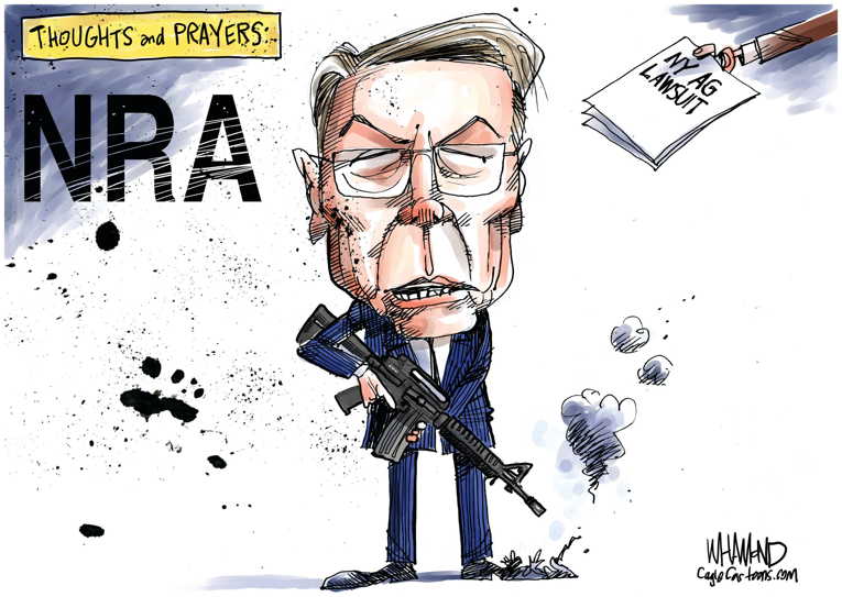 Political Cartoon on 'NRA Under Fire' by Dave Whamond, Canada