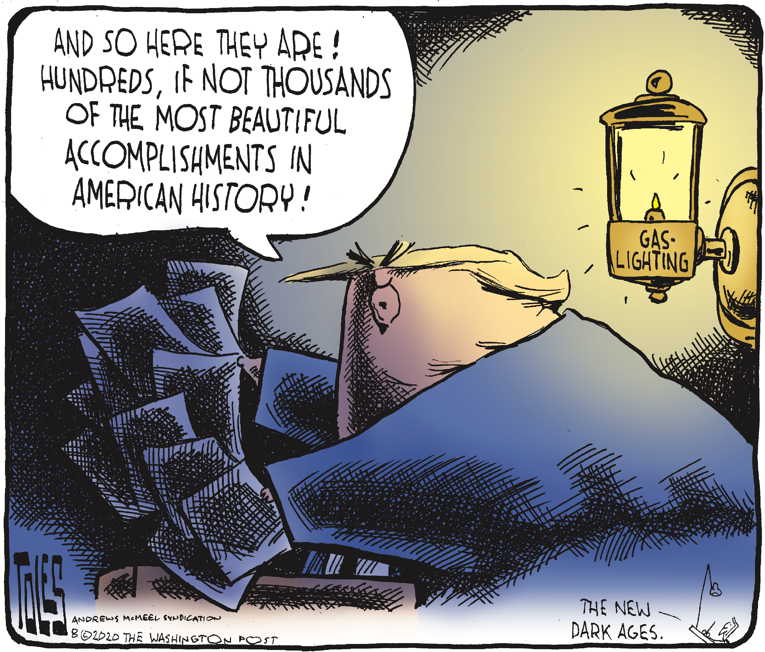 Political/Editorial Cartoon by Tom Toles, Washington Post on Trump Delivers Powerful Speech