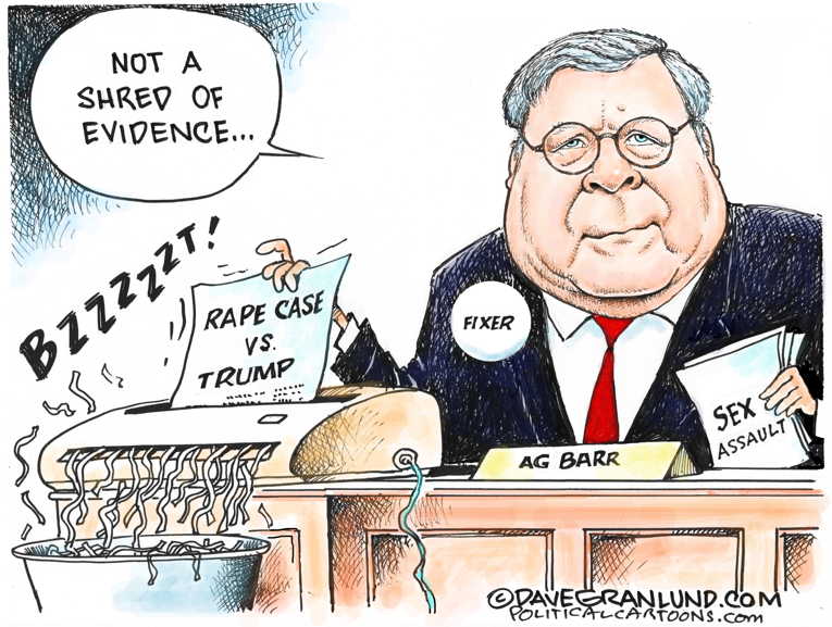 Political/Editorial Cartoon by Dave Granlund on Barr Goes All In