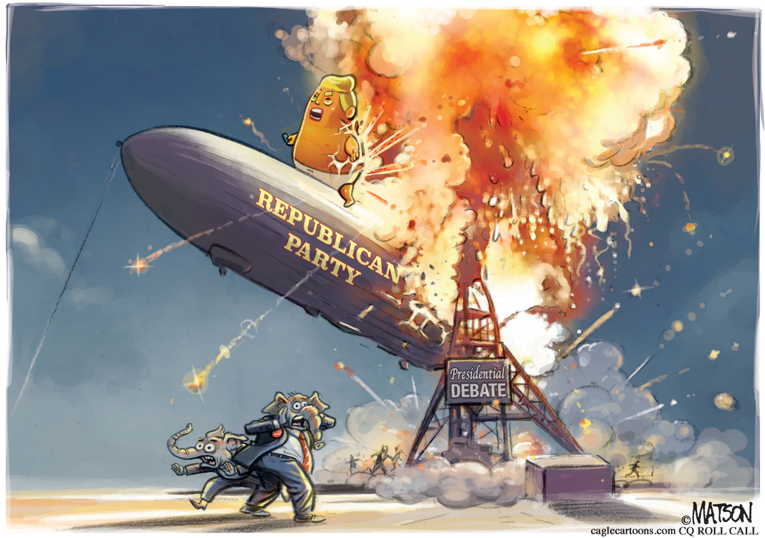 Political/Editorial Cartoon by RJ Matson, Cagle Cartoons on Trump Dominates Debate