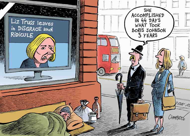 Political Cartoon On Liz Truss Out By Patrick Chappatte International Herald Tribune At The 