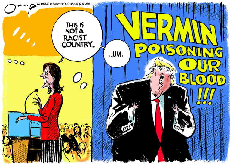 Political Cartoon on 'New Hampshire Votes' by Jack Ohman, The Oregonian