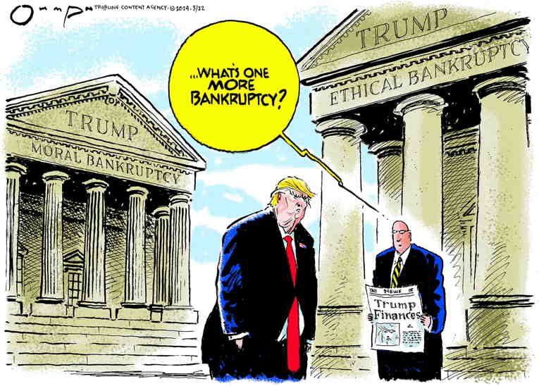 Political/Editorial Cartoon by Jack Ohman, The Oregonian on Trump Wins Another Delay