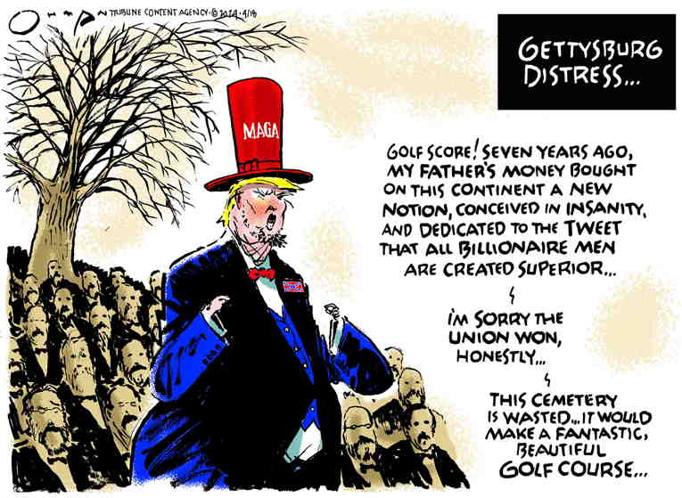 Political/Editorial Cartoon by Jack Ohman, The Oregonian on Biden Surges