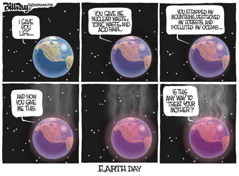 Political/Editorial Cartoon by Bill Day, Cagle Cartoons on Earth Day Celebrated