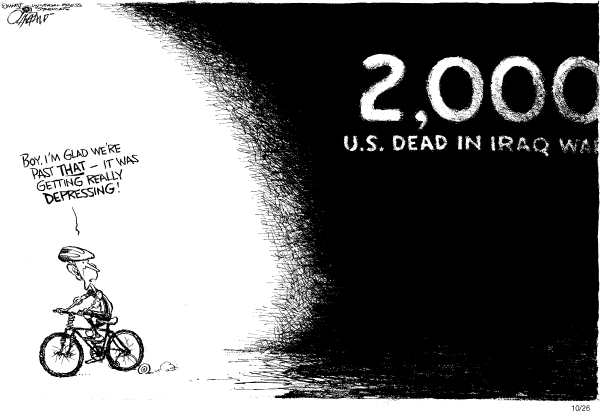 Editorial Cartoon by Pat Oliphant, Universal Press Syndicate on The War in Iraq