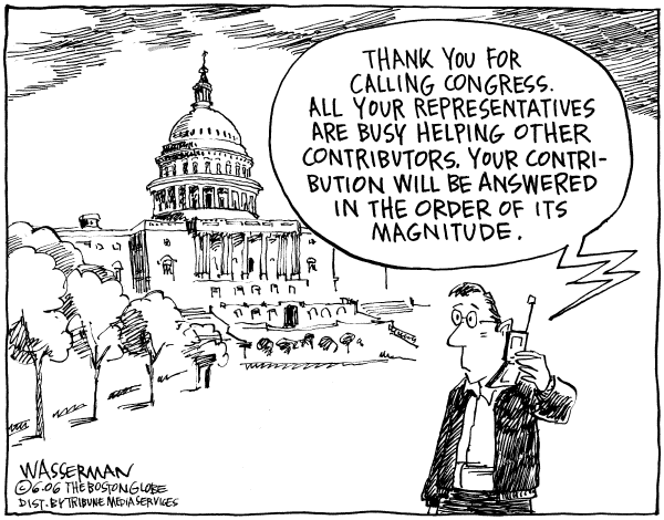 Editorial Cartoon by Dan Wasserman, Boston Globe on The Political Process