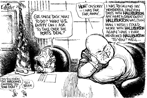 Editorial Cartoon by Pat Oliphant, Universal Press Syndicate on The Man in Charge