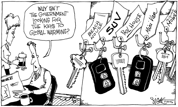 Editorial Cartoon by Signe Wilkinson, Philadelphia Daily News on Global Warming