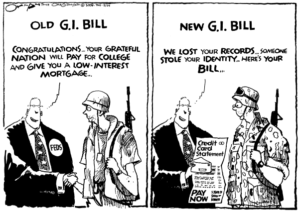 Editorial Cartoon by Jack Ohman, The Oregonian on Veterans Suffer Setback