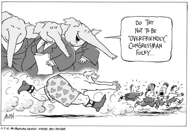 Editorial Cartoon by Tony Auth, Philadelphia Inquirer on Sex Scandal Puts GOP in Chaos