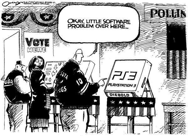Editorial Cartoon by Jack Ohman, The Oregonian on Voters Weigh Options